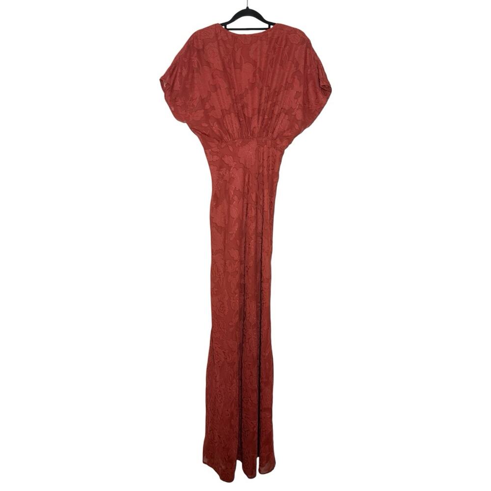 BHLDN Hutch Rust Orange Event Floral Motif Lindy V Neck Maxi Dress - 2 - Picture 3 of 9